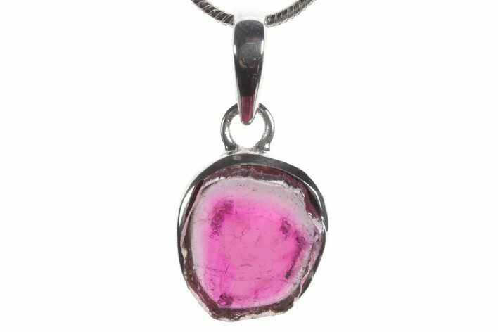 Polished Watermelon Tourmaline Pendant (Necklace) - Sterling #353975